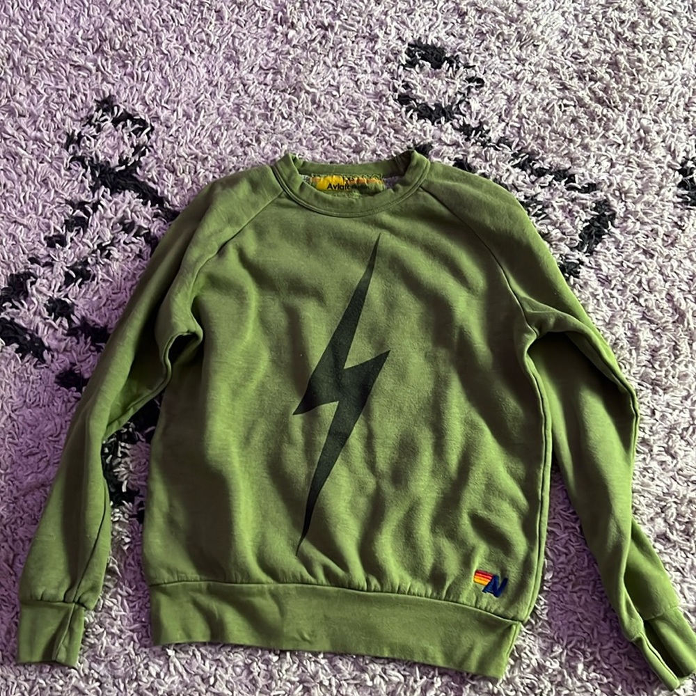 Aviator Nation Green Crew Neck Sweater
